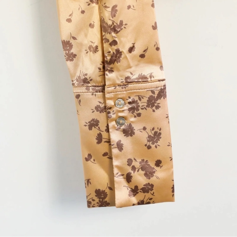 NWT Zara crop floral print top satin blouse 3067419674 peach pastel blouse fairy - Picture 8 of 8